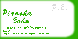 piroska bohm business card